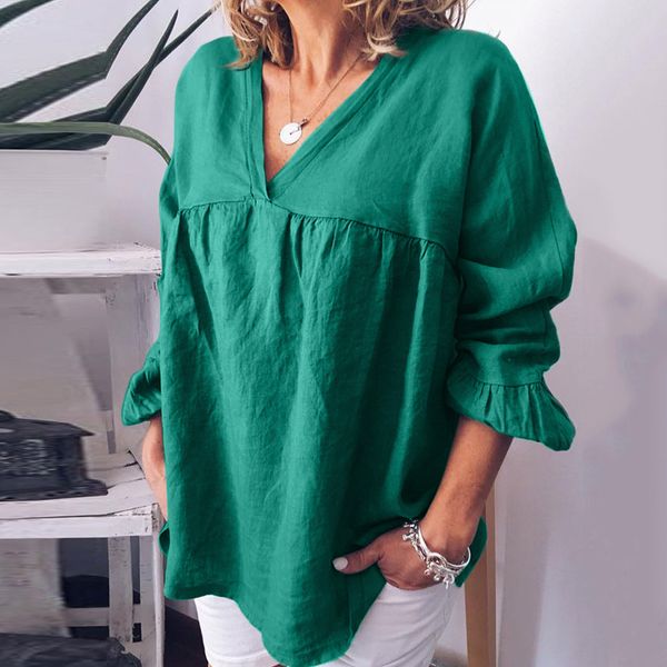 

plus size summer fashion cotton linen solid blouse casual ladies loose tee female womens half sleeve shirt blusas pullover, White