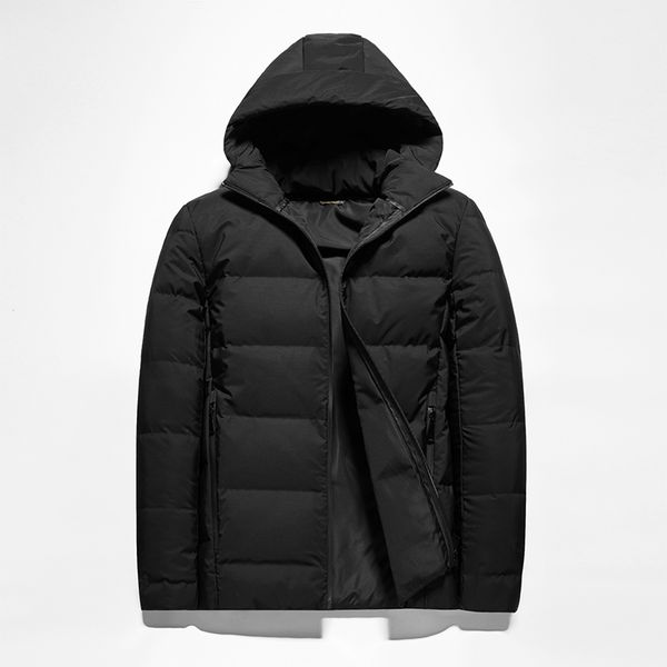 

regular white duck down long down jacket men's long winter jacket, Black