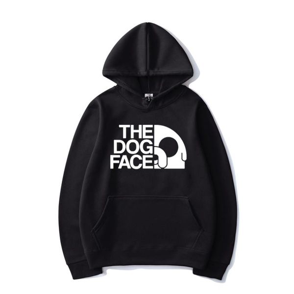 

new fashion hoodies the dog face solid color print hooded sweatshirt men women funny pattern hoodie hip hop pullover unisex, Black