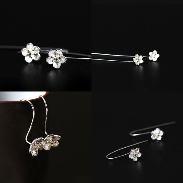 

925 originality design fund s silver nation natural wind color plum blossom ear hook woman fund long fund classical, Golden