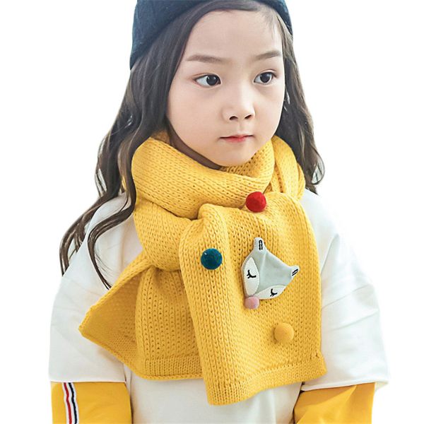 

children scarf for autumn winter boys girls new fashion warm long scarves baby cartoon fox knitted scarf comfortable neck warmer, Red;brown