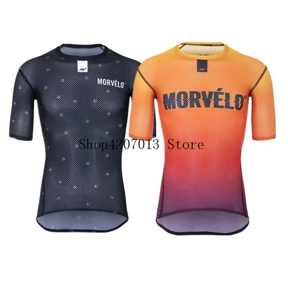 

pro morvelo italian mesh cycling base layer lightweight fabric bicycle shirt men's cycling underwear short sleeve bike clothing, Black;red