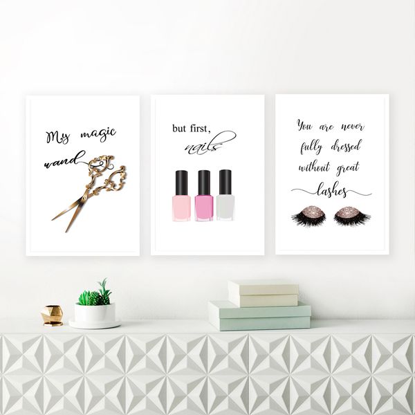 

makeup quote canvas art prints nail polish lashes poster canvas painting wall picture for girl lady dressing room art decoration