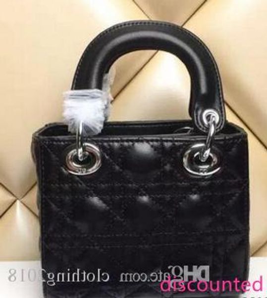 

2020 celebrity design lady mini plaid handbag patent leather rivets tote bag with charms lambskin miss bag