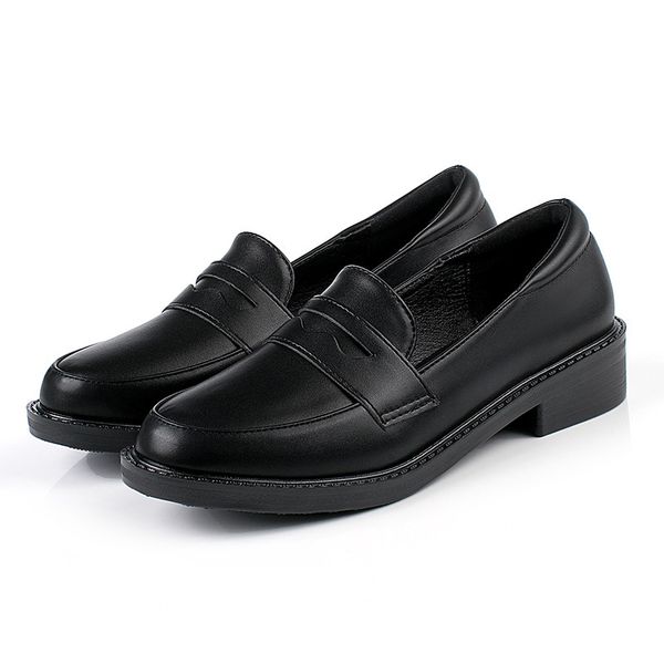 

shoes on heels casual female sneakers oxfords women's flats shallow mouth all-match soft round toe modis comfortable leather, Black