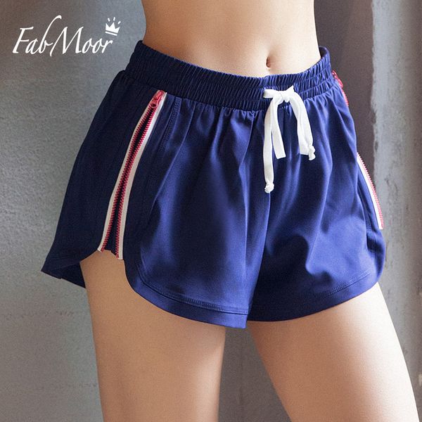

side zipper sport shorts women marathon shorts functional court running built-in briefs light weight drawstring waistband, Black;blue