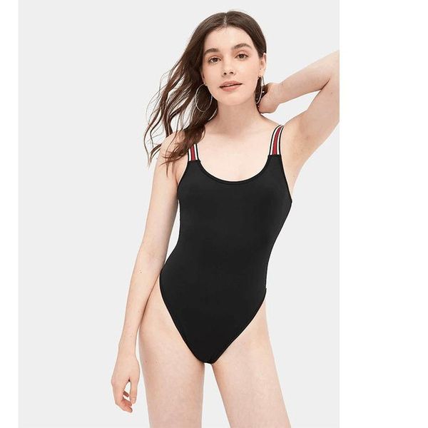 

sanhuaz 2019 summer women's bodysuits jumpsuits rompers casual beach o-neck sleeveless regular black women bodysuits, Black;white