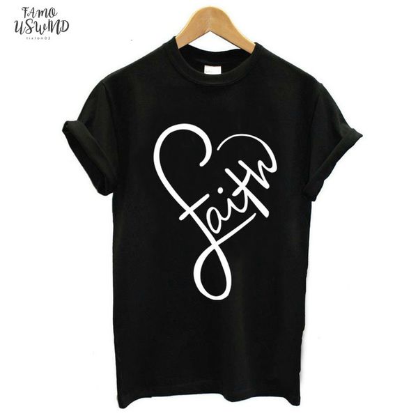 

faith letter love heart print t shirt women short sleeve o neck loose tshirt 2020 summer women tee camisetas mujer, White