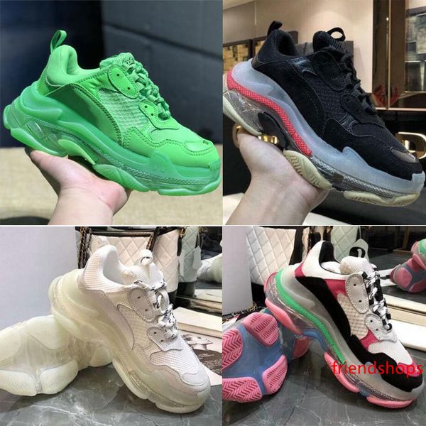 

paris 2019 crystal bottom triple-s leisure luxury dad shoes platform triple s sneakers men women vintage kanye old grandpa trainer