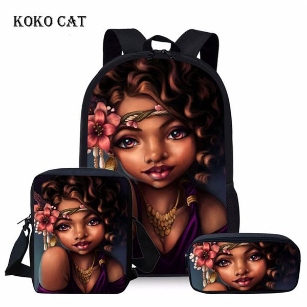 

школьные сумки наборы для девочек подростковой black art африканского девочка printed рюкзак студент книга сумка путешествие рюкзак mochila