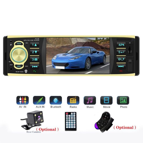 

4019b 4" 1din car radio audio stereo fm tf card aux radio mp5 player support bluetooth handsrearview camera remote control