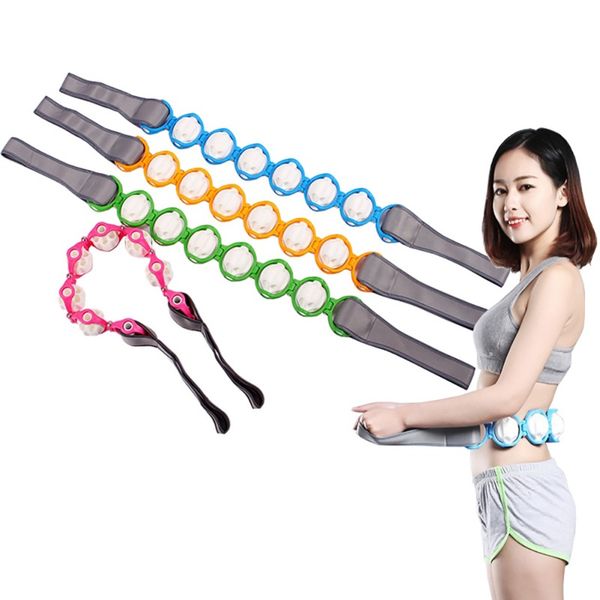 

style waist back roller massager manual rolling ball neck leg fitness slimming strap rope sports massage device