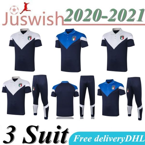 

2020 italy short sleeve polo shirt soccer training suit survetement 20 21 de rossi football jersey set bonucci short sleeve tracksuit, Black;red
