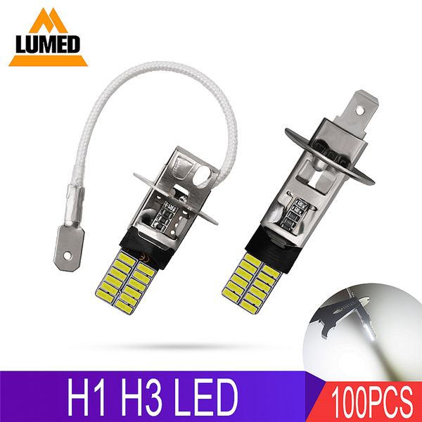

100x h1 h3 led car 24 led 4014 fog light bulbs auto fog lamp driving bulbs super bright