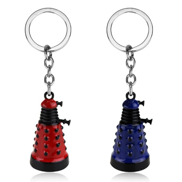 

doctor who dalek keychain cute alien robot villain blue red keyrings women and men jewelry pendant keychain chaveiro small gift, Silver