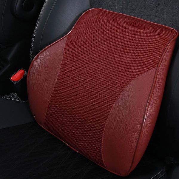 

memory foam breathable car seat lumber support universal four seasons ergonomic thick 3d design for back pain relief (red