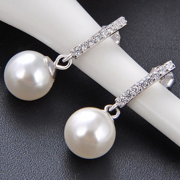 

s925 sterling silver ear studs conch pearl drop dangle earrings fashion women jewelry gifts, Golden