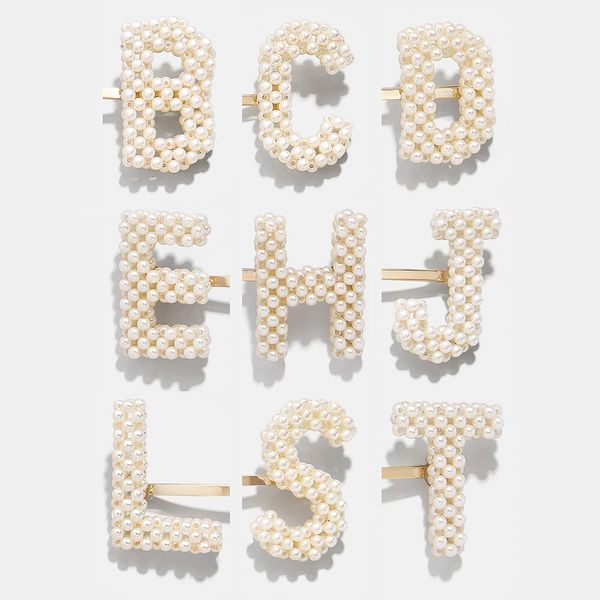 

новые моды для женщин жемчуг заколки для волос заколки 26 буквы слова в форме очарование бобби заколки заколки для девочек заколки аксессуар, Golden;white
