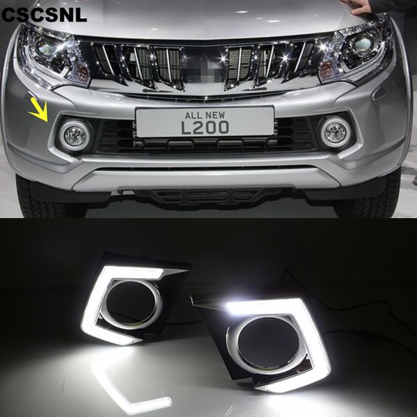 

cscsnl 2pcs car led drl daytime running lights 12v abs fog lamps cover car accessories for mitsubishi l200 triton 2015 2016