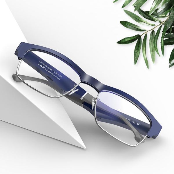 

wireless waterproof bluetooth smart glasses touch hands-call music anti-blue light glasses with microphone sports, White;black