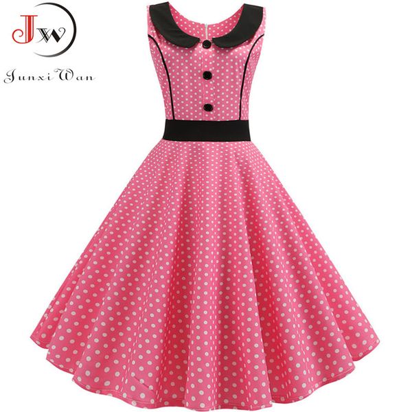 

2019 summer women pink polka dot elegant party dress retro vintage 50s 60s pin up rockabilly dress plus size casual robe femme, Black;gray