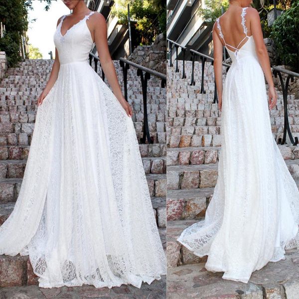 

v-neck lace appliques backless dress sleeveless slip maxi dress for wedding evenning party bridal vestido de noiva, White;black