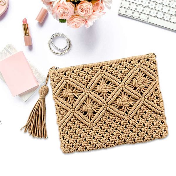

women tassel clutch bag portable weaving bag day clutches mini handbag