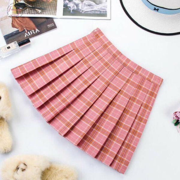 

xs xl розовый женщины юбка англия стиль высокой талией плед юбки лета student плиссированные юбки женщины милые сладкие девушки вскользь юбк, Black