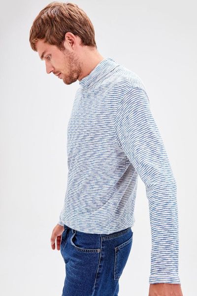 

trendyol blue men 's funnel collar long sleeve new sweatshirt tmnaw20sw0235, Black