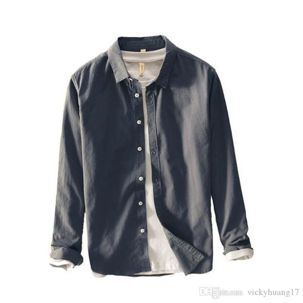 

2019 новые мужчины с длинным рукавом хлопок рубашка тонкий мягкий свободные тонкие одежды классические рубашки пляжная одежда, White;black