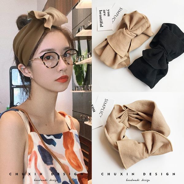 

new korean women's oversized bow hair band, girls trend personality wide-brimmed bow hair band sweet wild wash headband headband
