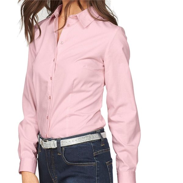

autumn women solid shirt women long sleeve shirt for blouse button up loose blouse work, White
