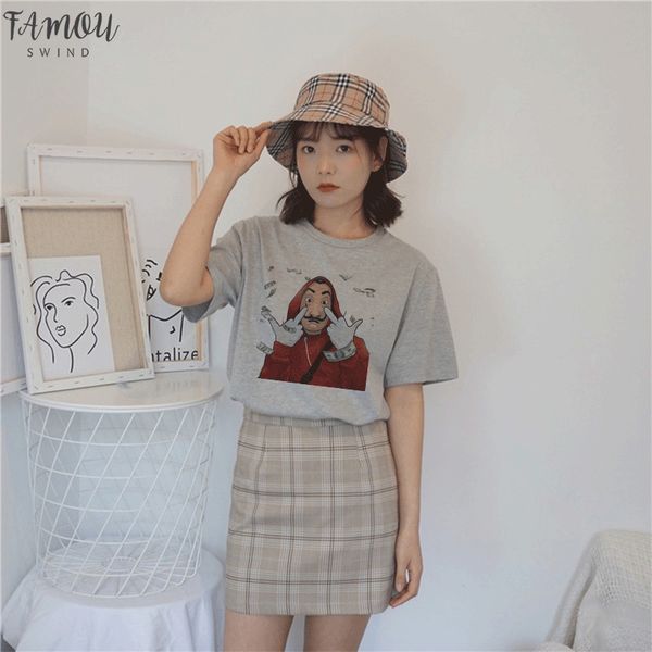 

2020 gray money bad guy tshirt house paper la casa de papel t shirt vogue casual dali mask casa gothic t, White