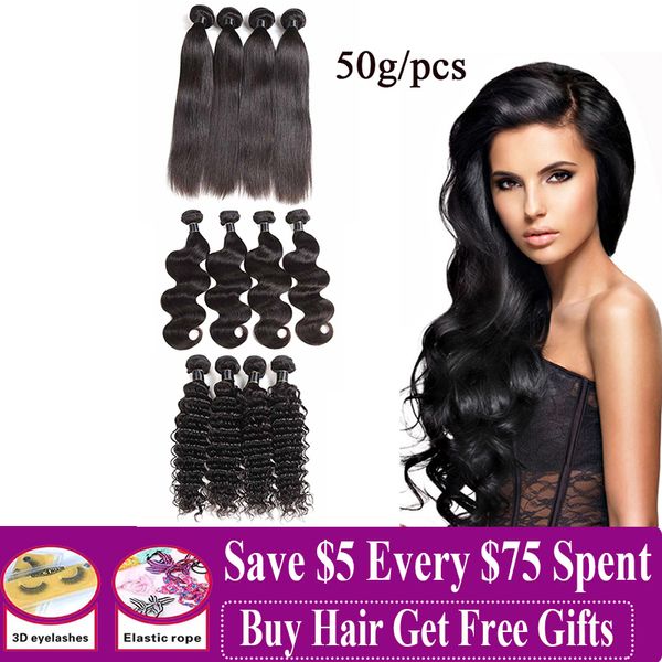 Brazilian Virgin Hair Straight Body Deep Water Wave Loose Deep 3 4