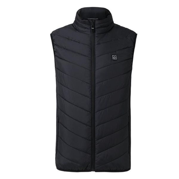 

winter outdoor men electric heated vest usb heating vest winter thermal cloth feather camping hiking warm hunting jacket, Black