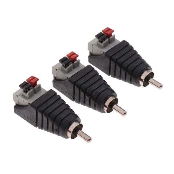 

speaker rca male to 2 screw terminal strip av spring press type connector x3