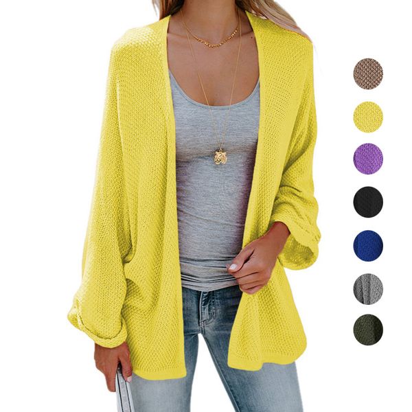 

new 1 pcs women lady sweater knitting cardigan long sleeve solid color for autumn winter vn 68, White