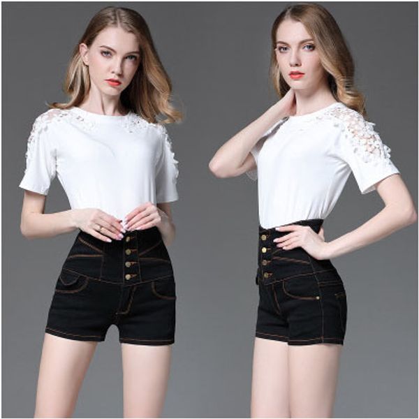 

womens deigner summer shorts women popular high waist slim denim shorts fashion trend luxury jersey women casual jeans shorts sale, White;black