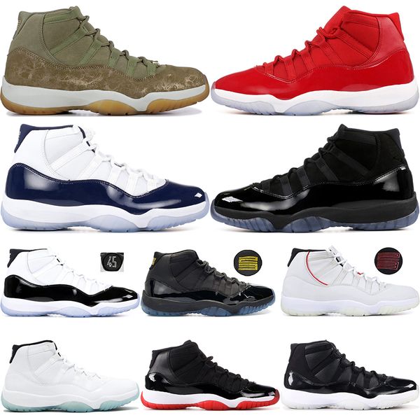 

11 11s Men Basketball Shoes Concord 45 Olive Lux Platinum Tint Bred Designer Sneakers Grey Suede Space Jam Women XI Sports Shoes 36-47