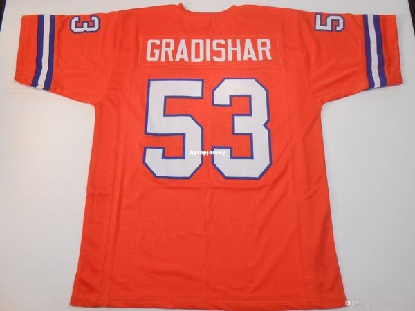

retro custom sewn stitched #53 randy gradishar orange mitchell & ness jersey high-end men's football jerseys college ncaa, Black;red