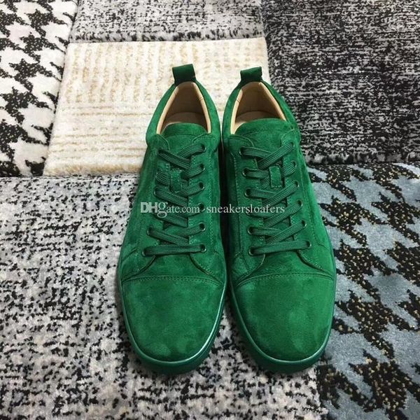 

perfect gift luxury designer low junior spikes orlato casual walking men's flats suede spikes red bottom sneakers shoes with box, Black