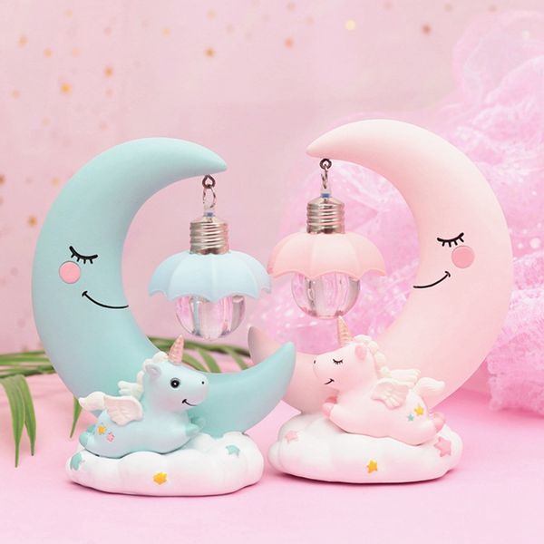 

led night light unicorn moon resin cartoon night lamp luminaria romantic bedroom decor night lamp baby kids birthday xmas gift sy0400