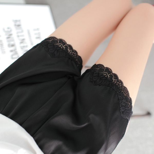 

newly summer women shorts solid color lace floral anti exposure briefs underpants loose safety panties do99, Black;pink