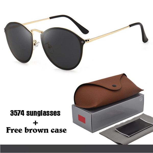 

10 colors brand designer cat eye sunglasses for men women metal frame sport glasses colorful uv400 lens with brown case and box, White;black