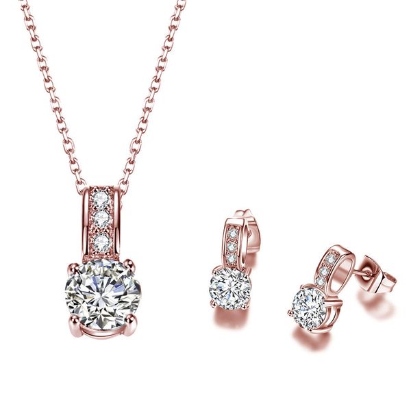 

new arrival wedding jewelry set silver color cubic zircon necklace/earring set