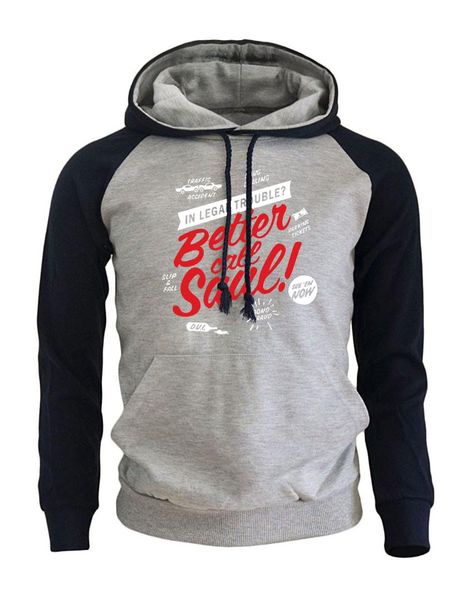 

мода спортивный костюм для мужчин 2017 новый горячий флис теплая толстовка со шляпой печати лучше позвонить саул повседневная толстовки мужс, Black