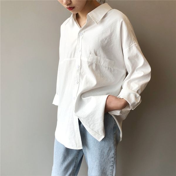 

women's blouses & shirts 2021 fashion blouse women spring vintage casual loose brief ladies full-sleeve white korea style trend