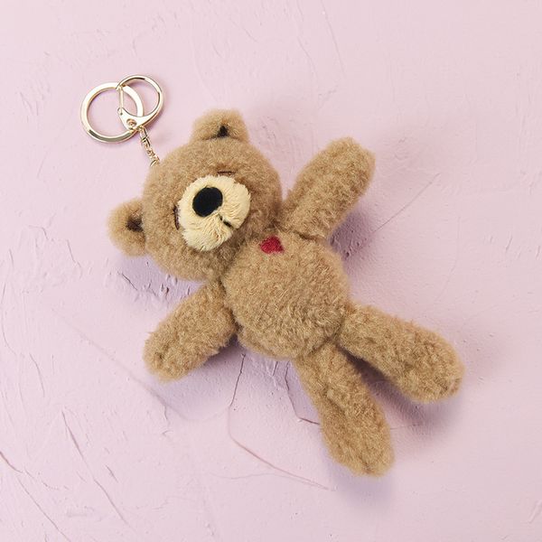 

cartoon bag pendant bear key chain animal cute plush dolly toy keychain gold car keyholder backpack accessories souvenir gift, Silver