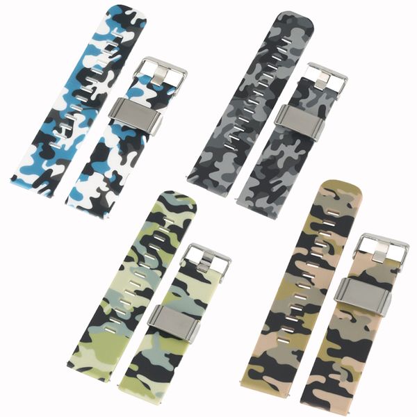 

waterproof 22mm camouflage colorful rubber watch band available water resistant watch strap for men, Black;brown