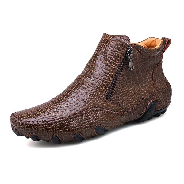 

mens boots 2019 winter new british style fashion boot shoes for men casual boots slip-on design ankle, Black
